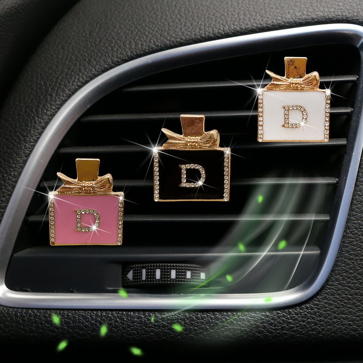 Elegant Diamond Perfume Bottle Car Air Freshener: Women'S Car Air Freshener with Fragrance Source - Scented Slips for Your Car'S Air Conditioning Blade - Total Trends Fusion