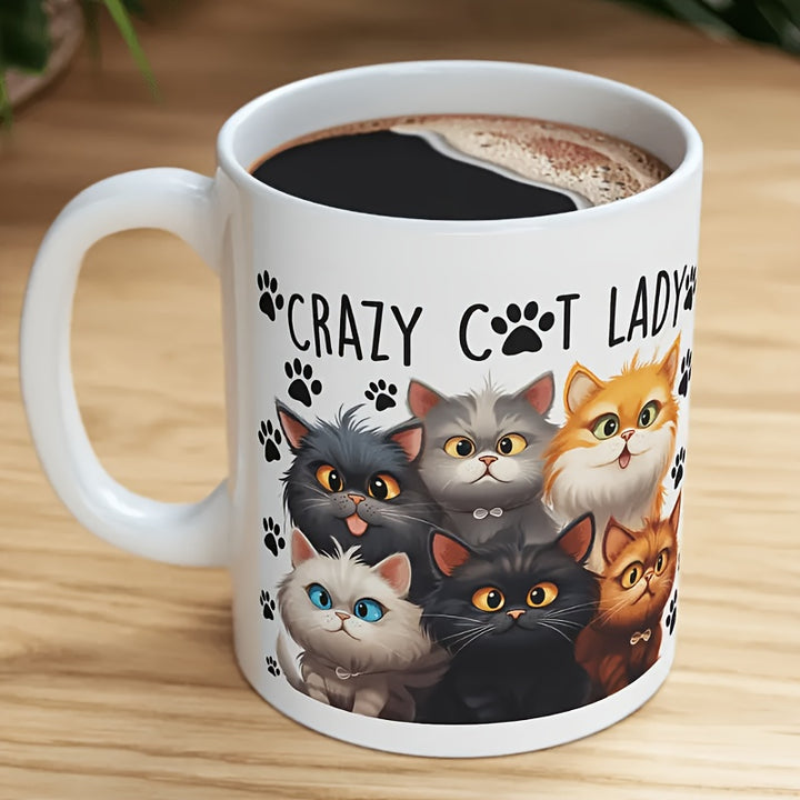 11oz Crazy Cat Lady White Ceramic Coffee Mug, Tea Cup - Dishwasher & Microwave Safe - Birthday Gift, Holiday Gift, Gift For Her, Halloween