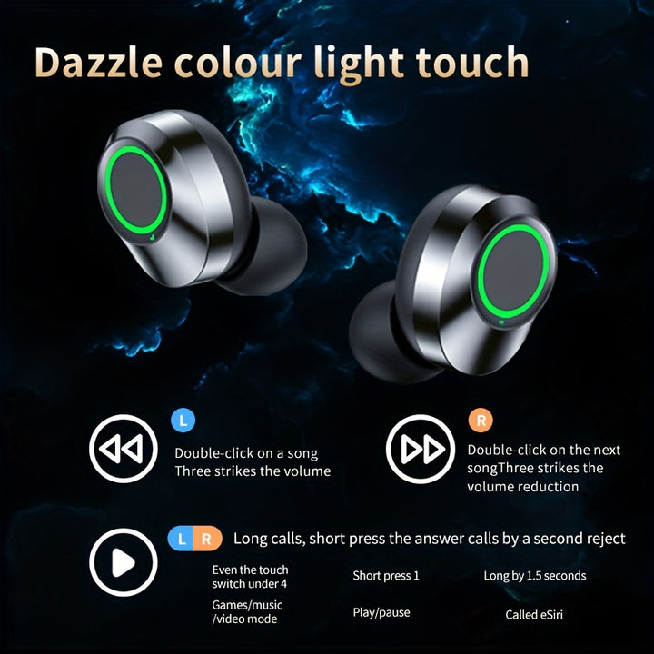 2024 New Wireless Earbuds Mini Earphone Digital Display TWS Earbuds Wireless chip5.3 Type-C (Black) - Total Trends Fusion