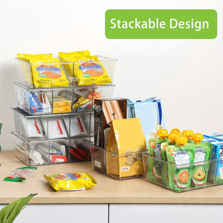 6 Packs Snack Organizers, Pantry Organizer and Storage, Clear Food Storage Organizer Bins, Plastic Fridge Organizer and Cabinet Organizer for Kitchen, Condiment, Pouches Food, Packets Spices - Total Trends Fusion