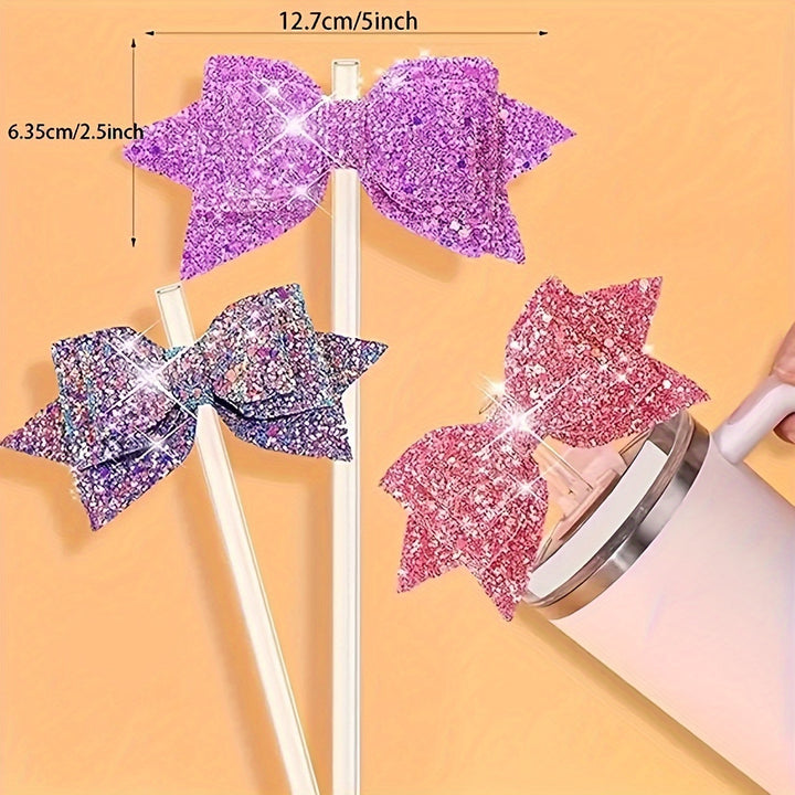 2pcs Set tool brand Container Straw Toppers with Cat Paw Charms & Bowknots - Perfect for Party Decorations - Total Trends Fusion