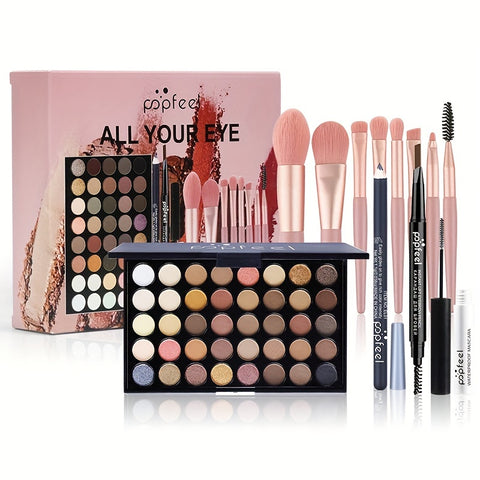 40-color eye shadow palette makeup set tools mascara eye shadow brush eyeliner eyebrow pencil combination set beginner makeup tools Valentine's Day Christmas gift - Total Trends Fusion