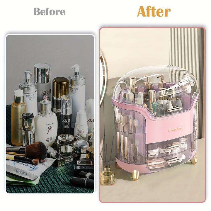 Makeup Storage Organiser with Clear Lid, Skincare Organiser Drawers Beauty Holder Cosmetic Organisers for Bathroom, DressingTable Organiser Dustproof Waterproof - Total Trends Fusion