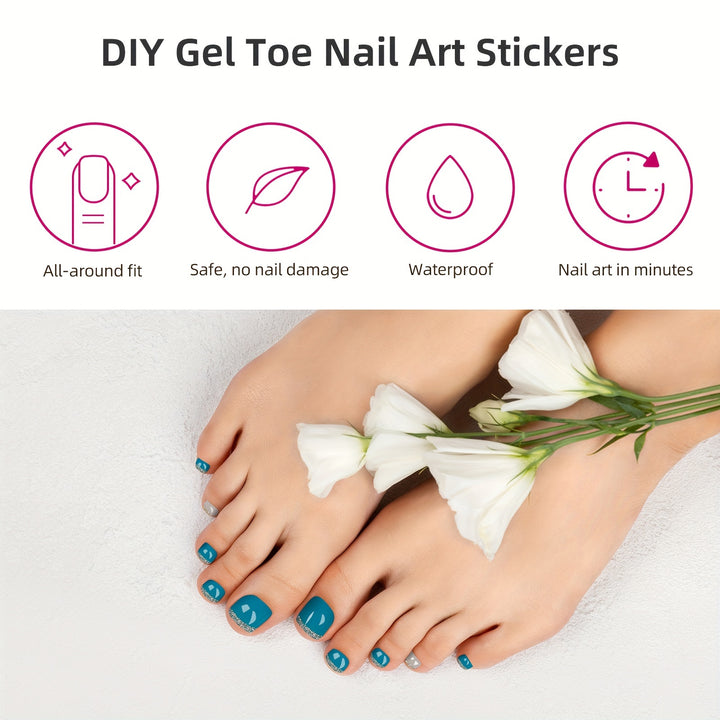 Semi Cured Gel Pedicure Strips, Works With Any UV Nail Lamps, Salon-Quality, Long Lasting, Easy To Apply & Remove - Includes 2 Prep Pads, Nail File & Wooden Stick - Total Trends Fusion