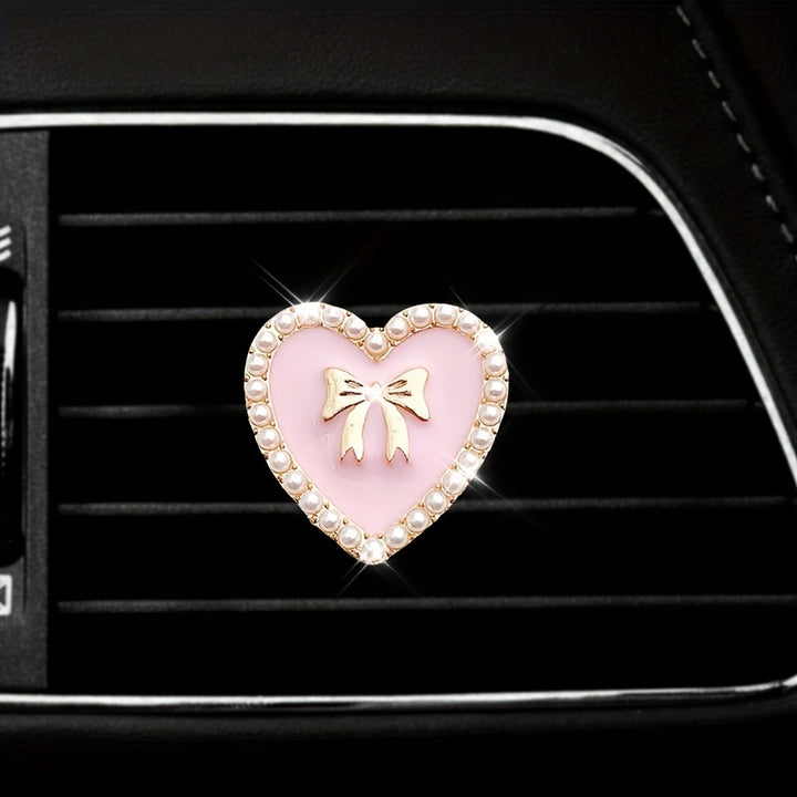 2pcs Love Heart Shaped Car Air Outlet Aromatherapy Diffuser Clips, Car Air Conditioner Decoration Clips, Car Interior Decoration Accessories - Total Trends Fusion
