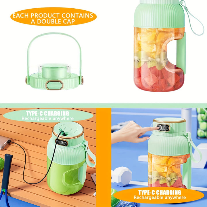 Portable Juicer Blender Cup 40.5oz/1200ml, One Cup And Two Lids (drink Lid And Juicer Lid), Super Large Capacity, Free Silicone Straw And TYPE-C Charging Cable - Total Trends Fusion