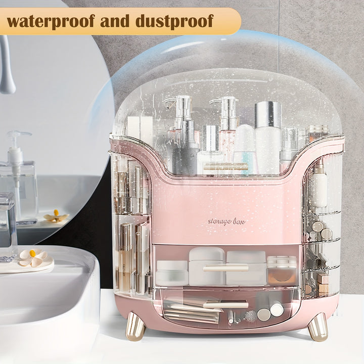 Makeup Storage Organiser with Clear Lid, Skincare Organiser Drawers Beauty Holder Cosmetic Organisers for Bathroom, DressingTable Organiser Dustproof Waterproof - Total Trends Fusion