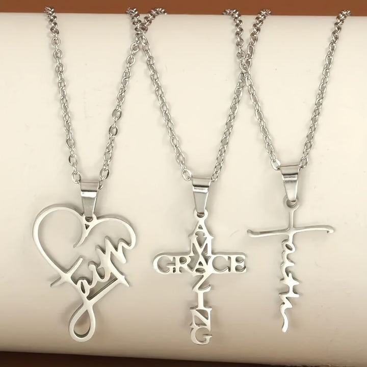 3 Pairs Stainless Steel Amazing Grace Shaped Hook Dangle Earrings, Unisex Jewelry for Daily Accessories and Chic Gifts - Total Trends Fusion