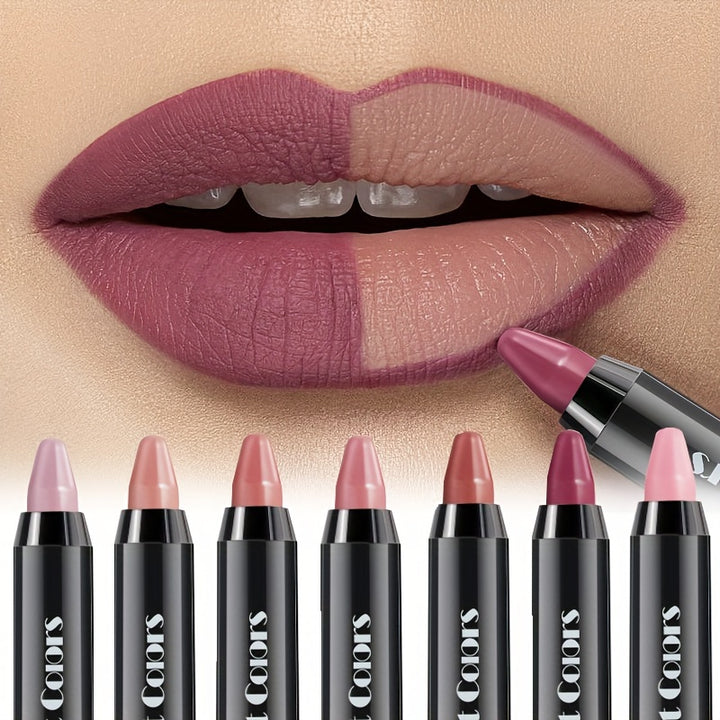 6 pieces, crayon lipstick, matte lipstick, easy coloring lipliner, durable easy coloring moisturizing lipstick for Halloween - Total Trends Fusion