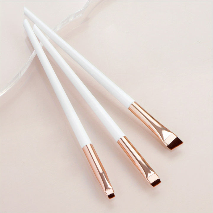 3Pcs Ultra-Thin Eyebrow Brush Set - Angled Precision Eyeliner Makeup Brushes, Synthetic Bristles Slanted Eye Brow Tinting Kit - Total Trends Fusion
