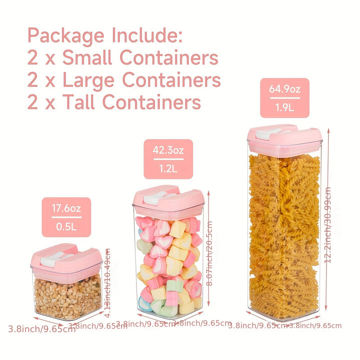 Pink Airtight Food Storage Container Set-10 Piece BPA Free Clear Plastic Cereal Canisters with Easy Lock Lids-Kitchen & Pantry Organization Containers for Sugar, Flour, Cereal, Labels & Marker (SC001, SC002, SC003, SC004) - Total Trends Fusion