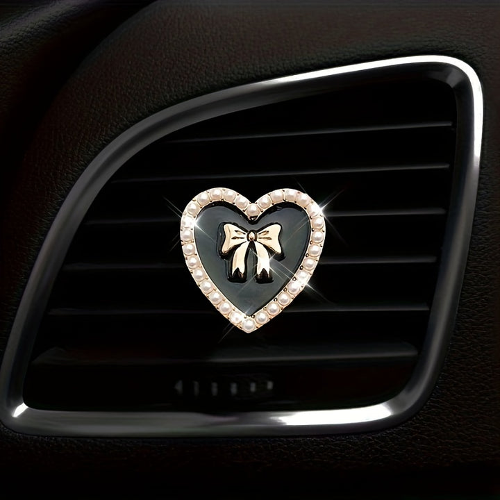 2pcs Love Heart Shaped Car Air Outlet Aromatherapy Diffuser Clips, Car Air Conditioner Decoration Clips, Car Interior Decoration Accessories - Total Trends Fusion