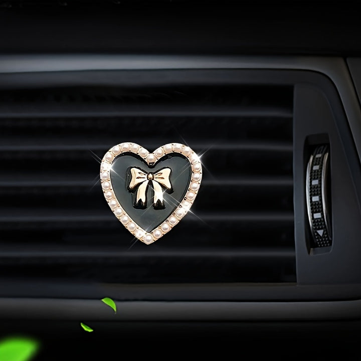 2pcs Love Heart Shaped Car Air Outlet Aromatherapy Diffuser Clips, Car Air Conditioner Decoration Clips, Car Interior Decoration Accessories - Total Trends Fusion