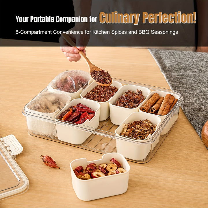 Divided Serving Tray with Lid and Handle - 8-Compartment Snack Box for Portable Snack Platters and Home Decor - Perfect for Parties, Entertaining, and Travel. Includes 50 free freshness bags. - Total Trends Fusion