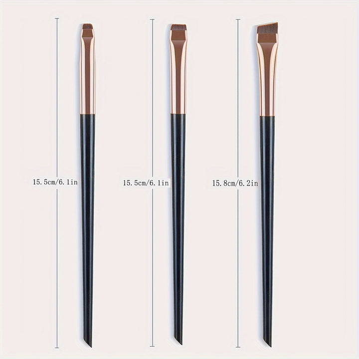 3Pcs Ultra-Thin Eyebrow Brush Set - Angled Precision Eyeliner Makeup Brushes, Synthetic Bristles Slanted Eye Brow Tinting Kit - Total Trends Fusion