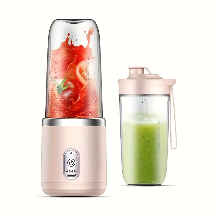 A set of 13.4OZ dual cup portable small rechargeable juice cups for home customization and multifunctional juice cups - Total Trends Fusion