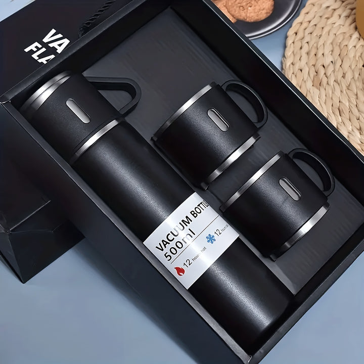 500ml Stainless Steel Insulated Water Cup Set - Premium, Leakproof & Portable Tumbler with 2 Lids for Travel, Outdoor Adventures & Driving - Keeps Drinks Hot or Cold - Total Trends Fusion