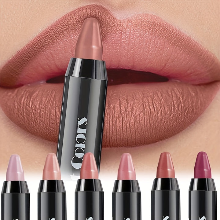 6 pieces, crayon lipstick, matte lipstick, easy coloring lipliner, durable easy coloring moisturizing lipstick for Halloween - Total Trends Fusion