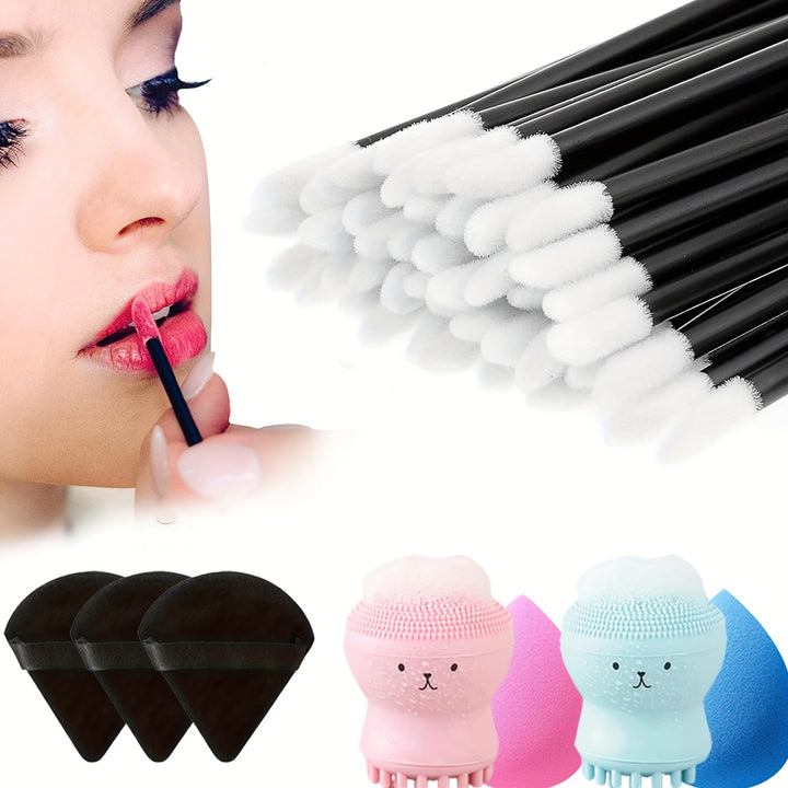 101 Piece Set Of Makeup Tools, Lip Brush, Triangle Powder Puff, Small Octopus Makeup, Egg Wash Brush, Eyelash Clip Set, Etc - Total Trends Fusion