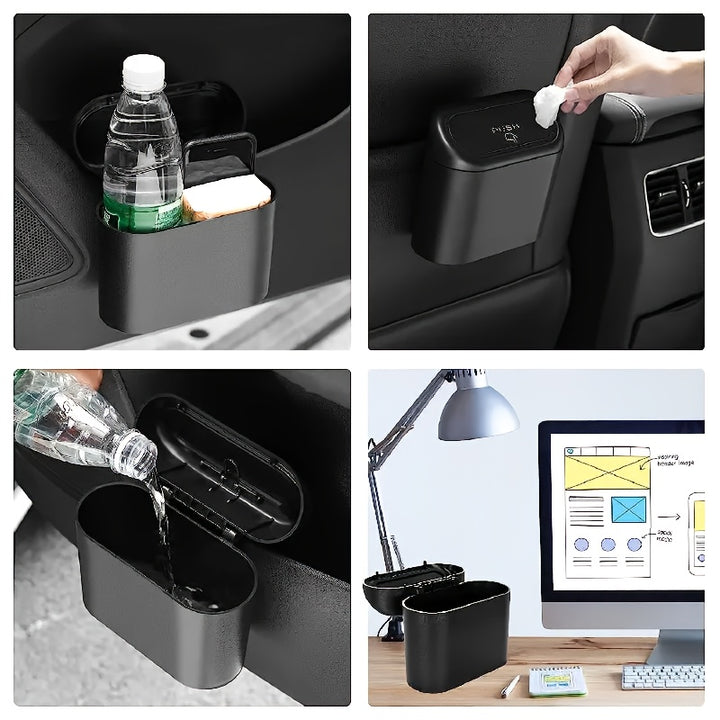 3pcs/set -1pc Trash Can + 2 Rolls Of Garbage Bags, Car Side Door Hanging Storage Box, Mini Creative Car Trash Can