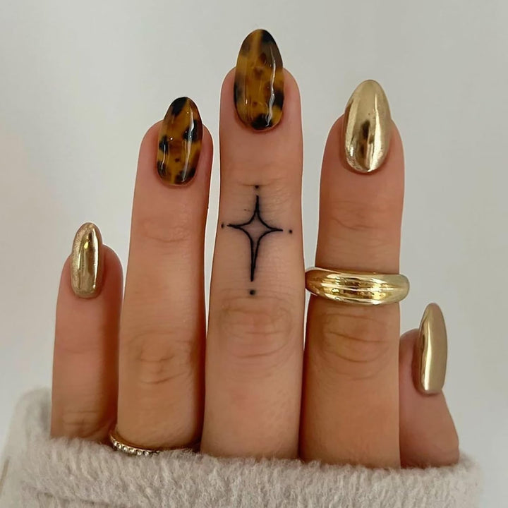 24Pcs Long Fake Nails Almond Press on Nail French Tip Glue on Nails Rainbow Ice Cream Design Acrylic Nails Almond Nails for Women and Girls