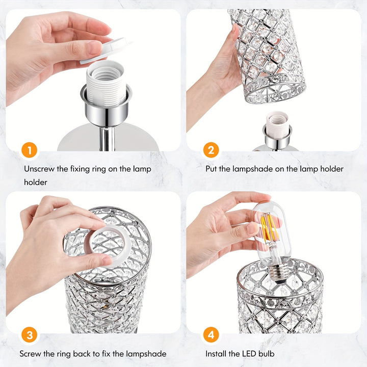 Touch Control Crystal Table Lamp Set of 2 Bedside Nightstand Lamps with 2 USB Charging Ports, 3-Way Dimmable, K9 Crystal Decorative Desk Lamp for Bedroom, Girls Guest Room, Living Room, Bulbs Included - Total Trends Fusion