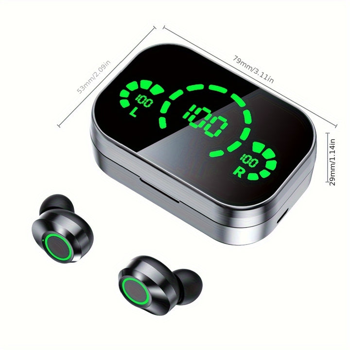 2024 New Wireless Earbuds Mini Earphone Digital Display TWS Earbuds Wireless chip5.3 Type-C (Black) - Total Trends Fusion