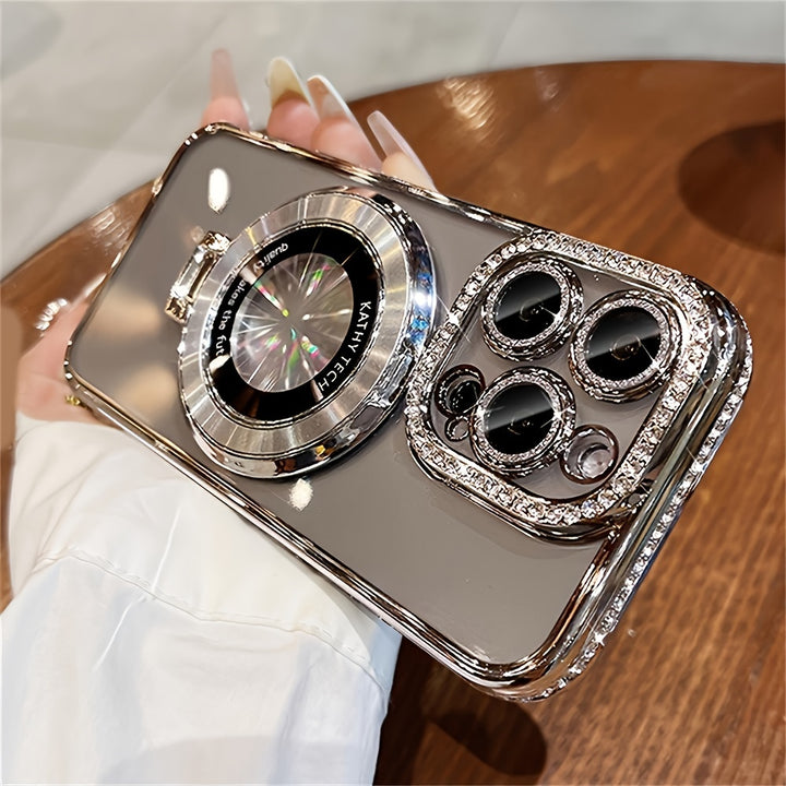 Luxury Bling Glitter Ring Bracket Magnetic Plating Phone Case For IPhone 15 14 13 12 11 Pro Max 15 Plus Kickstand Shockproof Soft Back Cove Accessories Protection - Total Trends Fusion