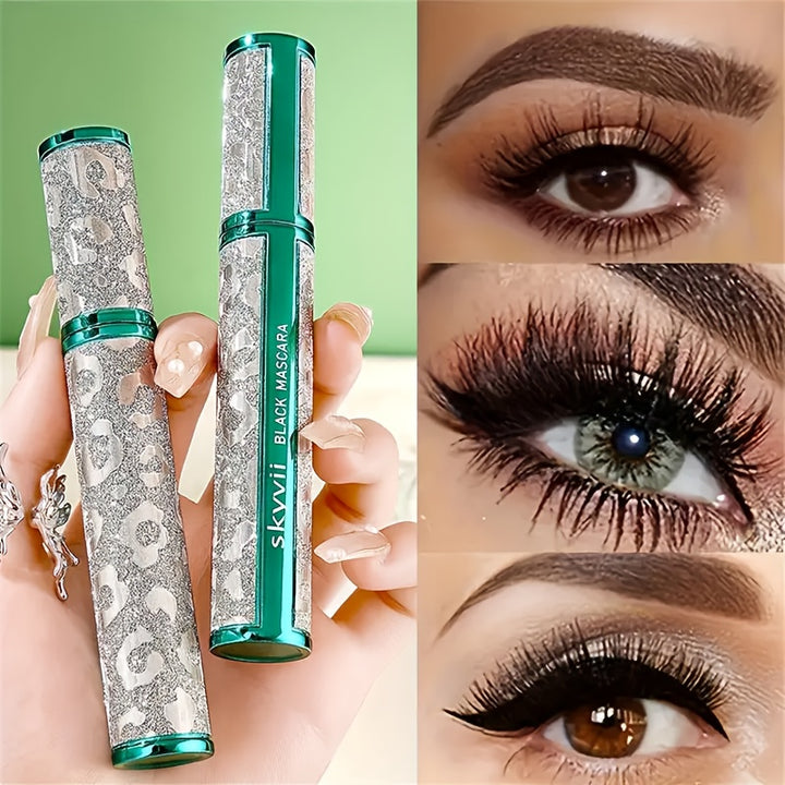 3PCS Set 4D Silk Fiber Mascara, Black, Long-Lasting, Clump-Free, Smudge-Proof, Dense Curling Effect With Olive Brush Head For Voluminous Eyelashes - Total Trends Fusion