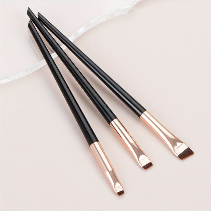 3Pcs Ultra-Thin Eyebrow Brush Set - Angled Precision Eyeliner Makeup Brushes, Synthetic Bristles Slanted Eye Brow Tinting Kit - Total Trends Fusion