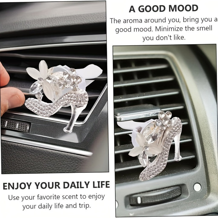 Bling High Heel Car Vent Clip - Crystal & Rhinestone Fashion Shoe Decor with Scented Gel Pad, Cute Auto Interior Accessory - Total Trends Fusion
