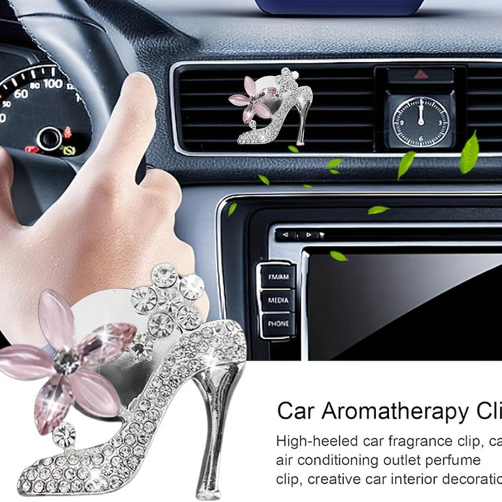 Bling High Heel Car Vent Clip - Crystal & Rhinestone Fashion Shoe Decor with Scented Gel Pad, Cute Auto Interior Accessory - Total Trends Fusion