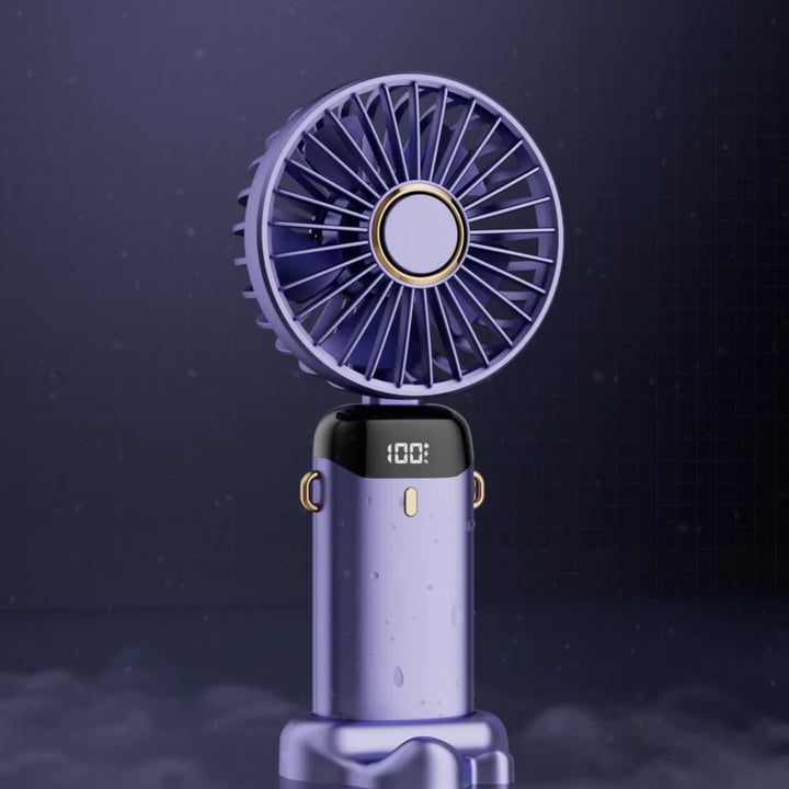 Portable Mini Handheld Fan - 5000mAh USB Rechargeable, Touch Control, 5-Speed Foldable Fan, LED Display, For Home, Office, Outdoor Hand Held/Desk/Neck Fan 3 In 1 Mini Fan With Base