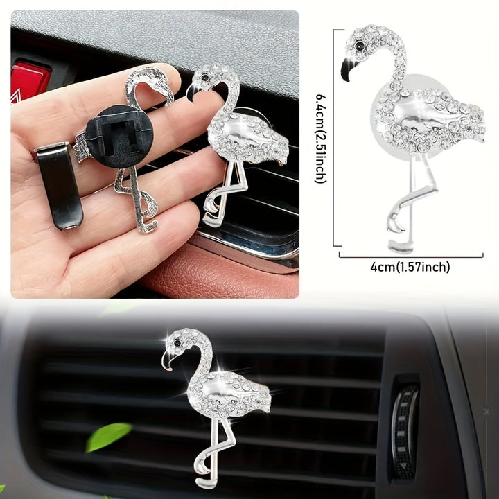 Flamingo Rhinestone Car Air Freshener Clip - Cute Aromatherapy Vent Diffuser For Vehicle Interior Decor Cute Car Air Freshener Car Fragrance Air Freshener - Total Trends Fusion