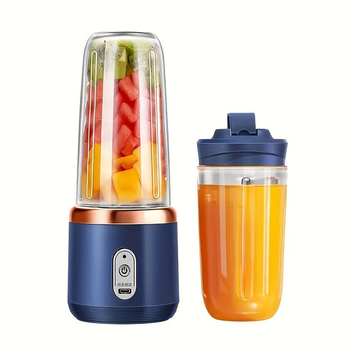 A set of 13.4OZ dual cup portable small rechargeable juice cups for home customization and multifunctional juice cups - Total Trends Fusion