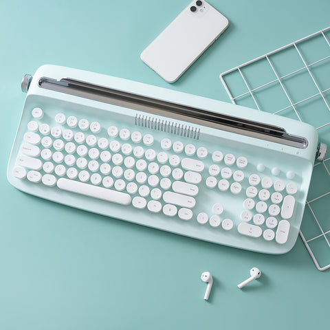 YUNZII ACTTO B503 Mint Wireless Typewriter Keyboard, Retro BT Aesthetic Keyboard With Integrated Stand For Multi-Device - Total Trends Fusion