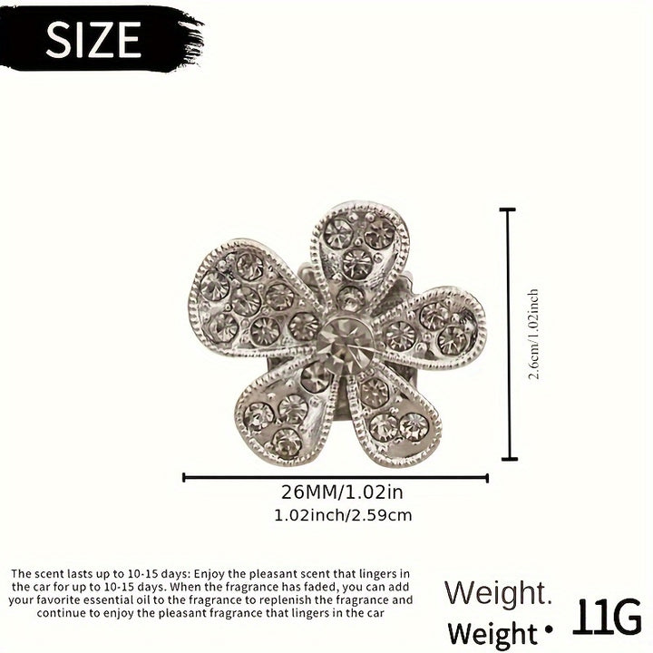 3pcs Car Aromatherapy Five-petal Flower Inlaid With Diamond Clips, Car Diffuser, Petal Decoration Ornaments, Car Air Outlet Fragrance Clip - Total Trends Fusion