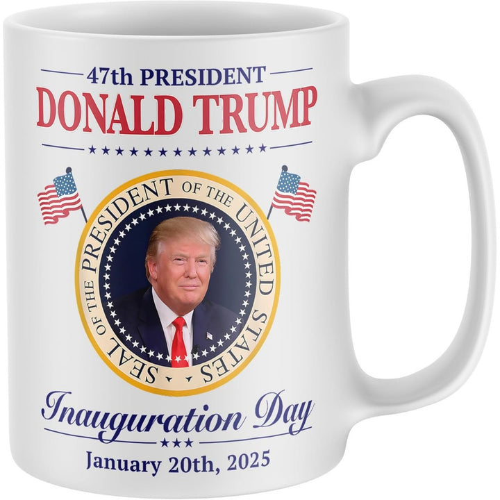 Patriotic, Trump 47 Inauguration Day Celebration Mug - Double-Sided Design, Microwave & Dishwasher Safe, Durable 11oz Coffee and Tea Cup for All Occasions