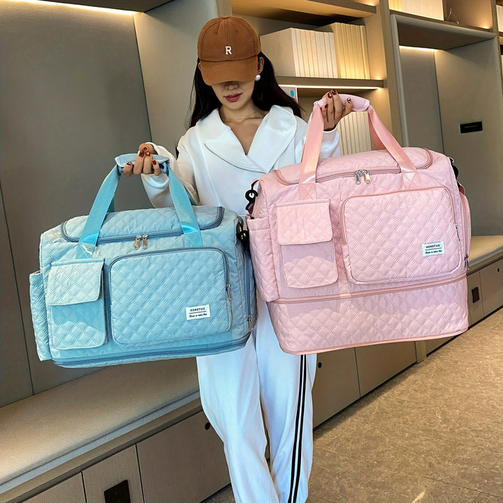 Weekender Travel Bag for Women with Shoe Compartment, Waterproof Extendable Travel Duffle Bag, Overnight Gym Tote Bag, Carry On Bag with Toiletry Bag - Total Trends Fusion