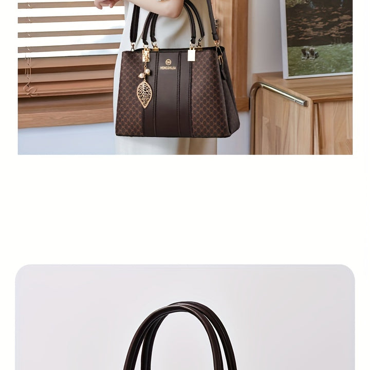 Fashionable texture and versatile large capacity printed letter handbag