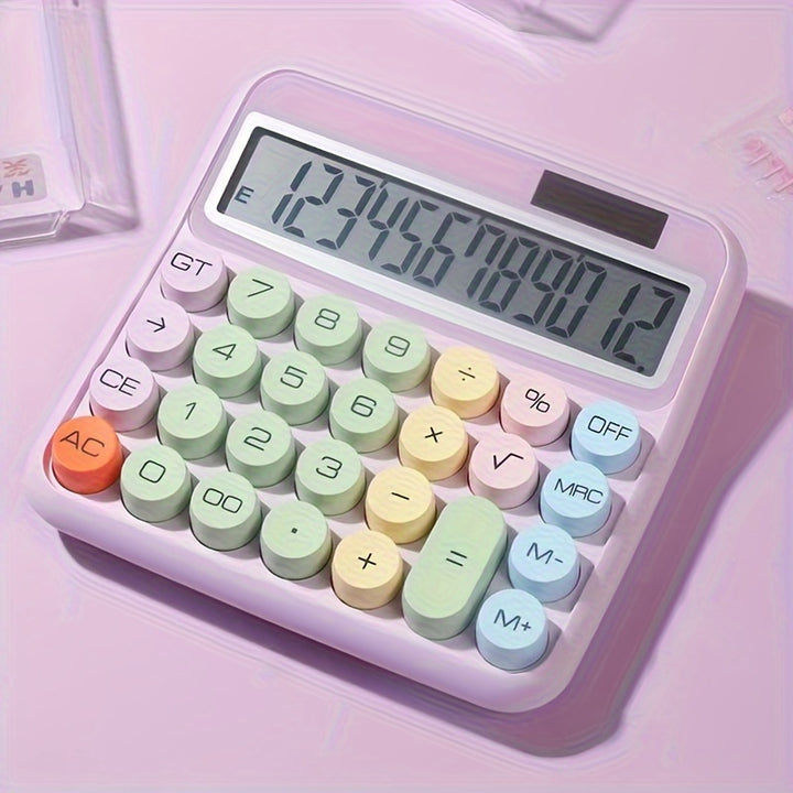 High-Precision 12-bit Desktop Calculator - Large Display, Big Buttons for Easy Use - Perfect for Students & Office Work It works without batteries - Total Trends Fusion
