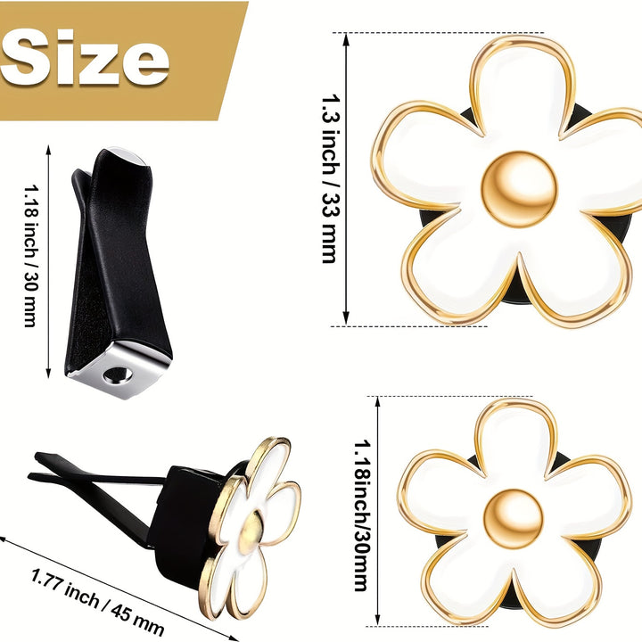 Car Freshener Decorative Clip & Daisy Flowers Air Vent Clips, Cute Car Accessories For Women Interior With 6 Fragrance Tablets Smoky Quartz And Citrine, Car Charms For Rear View Mirror, Hanging Car - Total Trends Fusion