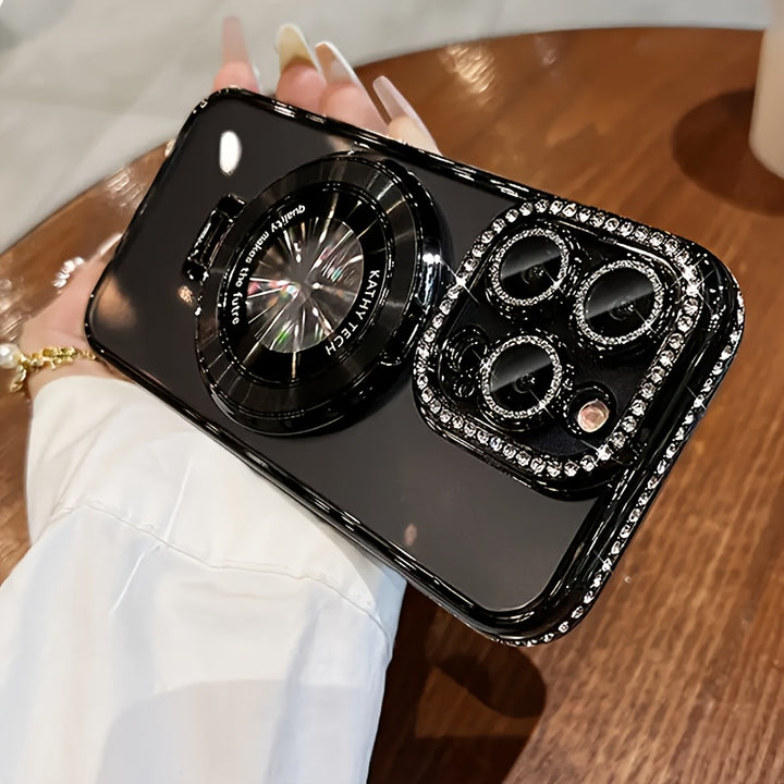 Luxury Bling Glitter Ring Bracket Magnetic Plating Phone Case For IPhone 15 14 13 12 11 Pro Max 15 Plus Kickstand Shockproof Soft Back Cove Accessories Protection - Total Trends Fusion