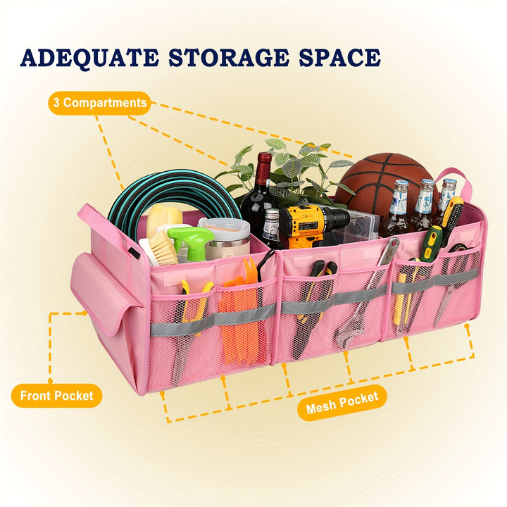 Trunk Organizer For SUV, Large Trunk Organizer For Car, Collapsible Multi-Compartment Car Trunk Organizer, Sturdy Cargo Trunk Storage Organizer, Non Slip Bottom - Total Trends Fusion