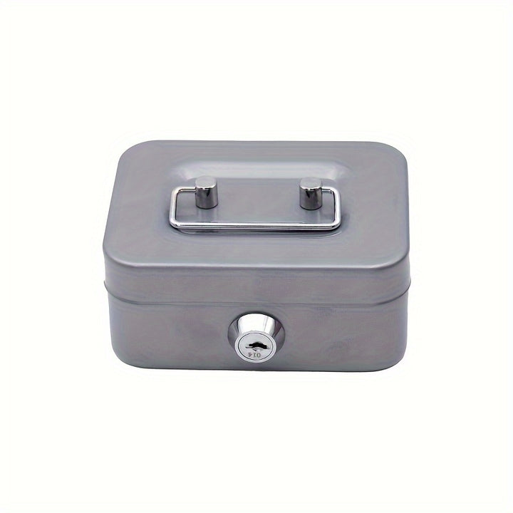 1pc Metal Cash Storage With Key Lock, Secure Metal Key-Lock Storage Box With Top Handle Holder, Adult Piggy Bank, Coin Saver, Cash Register For Daily Office Use - Total Trends Fusion