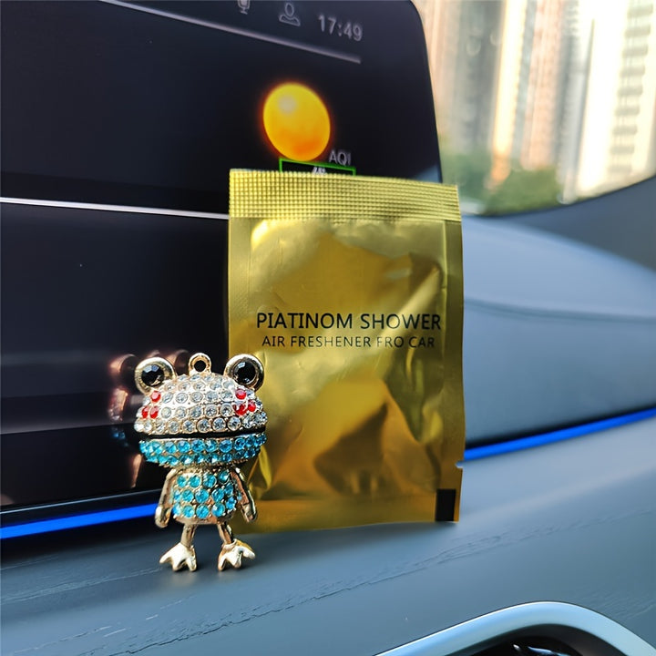 1pc Rhinestone Frog Design Car Air Outlet Aromatherapy Diffuser Clip, Shiny Cartoon Frog Shape Car Perfume Clip, Car Air Outlet Decoration Accessories - Total Trends Fusion