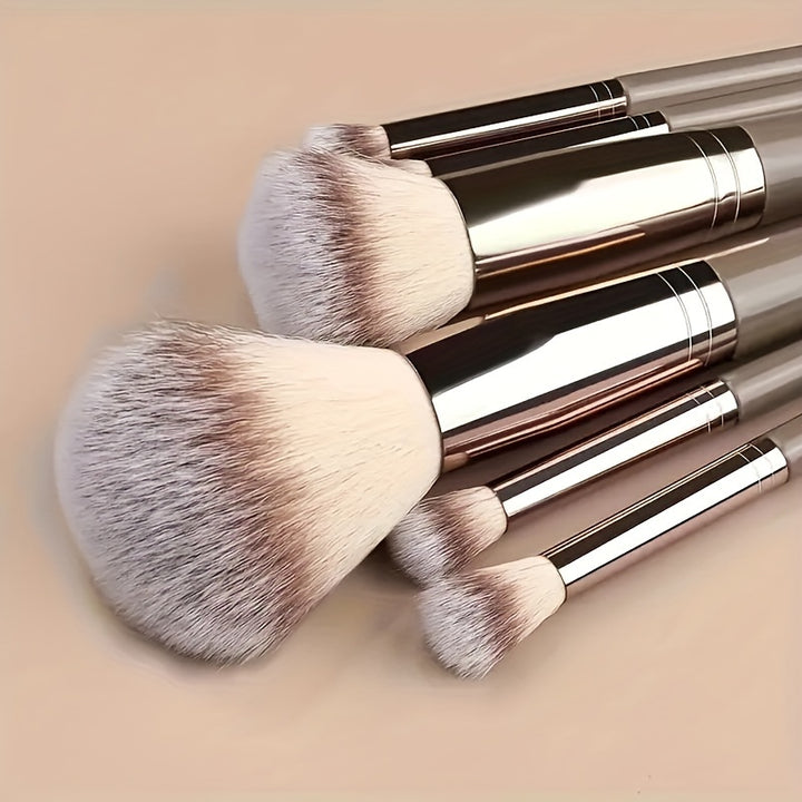 Premium Champagne Golden Makeup Brushes With Travel Portable Case Professional Foundation Blush Eyeshadow Blending Makeup Beauty Tool Christmas Gift Ideal For Women Create Flawless Makeup - Gift Set Mother's Day Gift - Total Trends Fusion