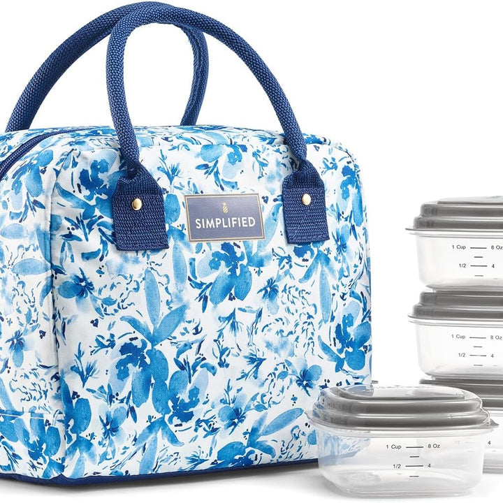 Lunch Bag for Women, Insulated Womens Lunch Bag for Work, Leakproof & Stain-Resistant Large Lunch Box for Women with Containers, Zipper Closure Bloomington Lunch Bag, Lavender Scallop