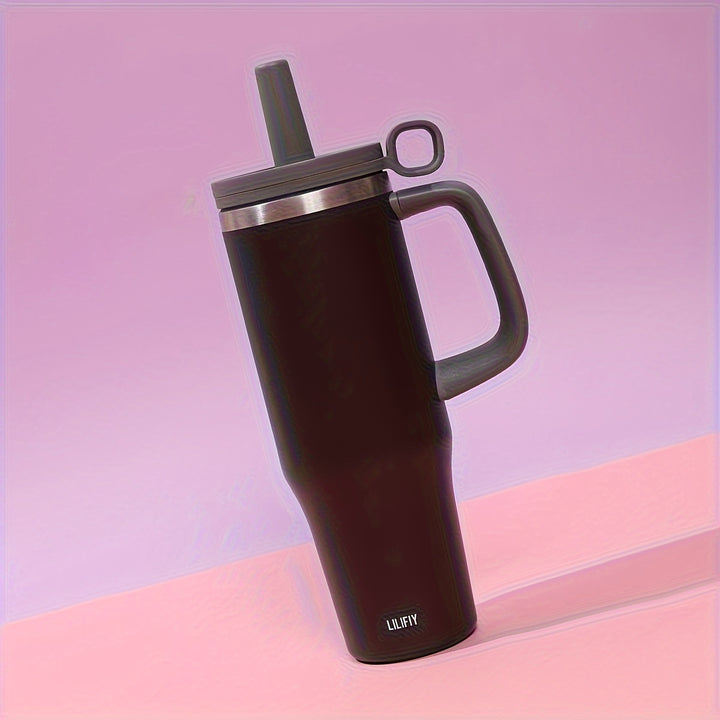 40 Oz Tumbler with Handle and Straw – Stainless Steel Vacuum Travel Mug, Car Mug, Perfect Water Bottle for Office, Party, or Coffee - Total Trends Fusion