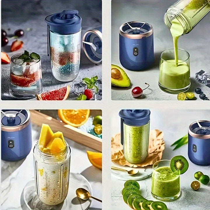A set of 13.4OZ dual cup portable small rechargeable juice cups for home customization and multifunctional juice cups - Total Trends Fusion